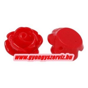 Fűzhető gyanta virág kaboson. 9x7mm. Piros. 10db.