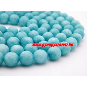 Csiszolt jade ásványgyöngy. 8mm. Sötét türkiz. 1 szál. (kb. 40cm)
