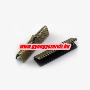  100db. Zsinór vég, szalag vég. 35x8mm. Antik bronz szín. 