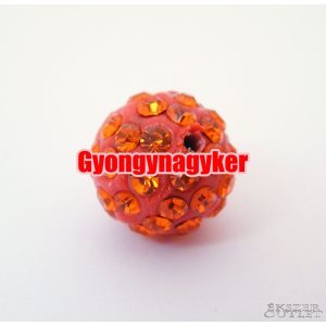 Shamballa gyöngy. Kristály gyöngy. 12mm. Narancs.  10db.