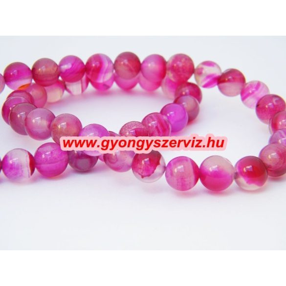 1 szál. Pink csíkos achát. 6mm.