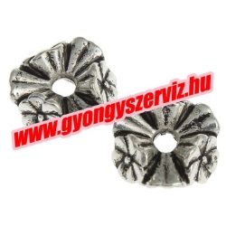   100db. Fém köztes gyöngy. Virágok. 11x10x5mm. Antik ezüst szín. 