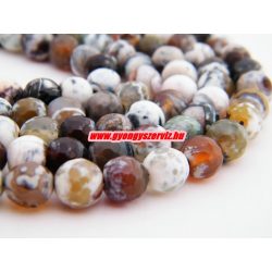   Csiszolt achát ásványgyöngy. 8mm. Barnás. 1 szál (40cm).