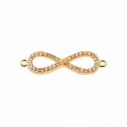   Kiárusítás! Cirkon végtelen jel, összekötő elem. Arany szín, fehér kristály.