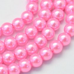 100db. Üveg tekla gyöngy. 8mm. Világos pink.