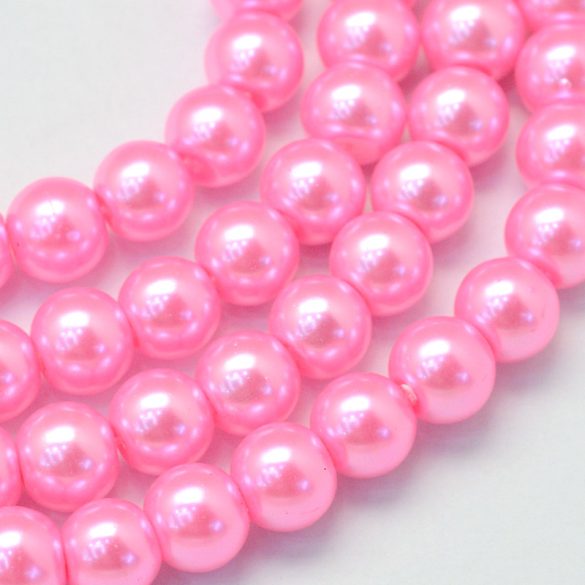 100db. Üveg tekla gyöngy. 8mm. Világos pink.