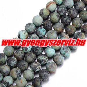 Matt afrikai türkiz ásványgyöngy. 8mm. 1 szál. (kb. 40cm)