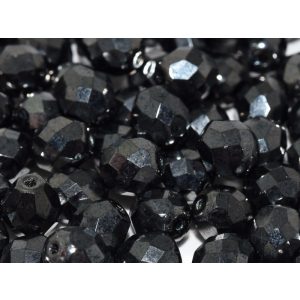 50db. Cseh csiszolt gyöngy. 8mm. Hematit fekete. AB. 