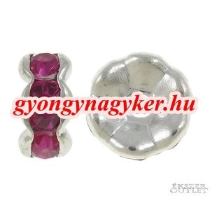 100db. Fém gyöngy. Köztes gyöngy. Rondell. 7x3mm. Pink.   