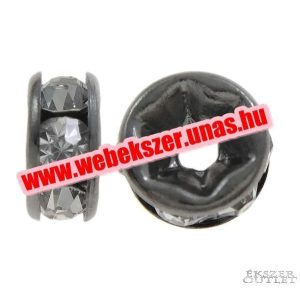 100db. Fém köztes gyöngy. Rondell. Fegyver acél szín, 6x3mm.  