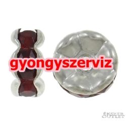   100db. Fémgyöngy. Fém köztes gyöngy. Rondell.  Sötétpiros. 7x3mm. 