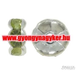   100db. Fémgyöngy. Köztes gyöngy. Rondell. Olajzöld. 7x3mm.