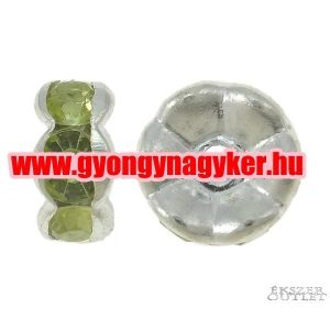 100db. Fémgyöngy. Köztes gyöngy. Rondell. Olajzöld. 7x3mm.