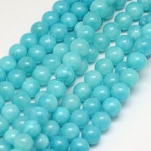 Jade ásványgyöngy. 6mm. Türkiz. 1 szál.