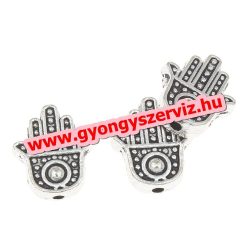   50db. Hamsa kéz. Köztes gyöngy, kreatív gyöngy. Fatime keze. 12x10mm. Antik ezüst szín.