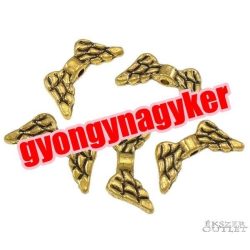   100db. Angyalszárny. 15x7x3mm. Antik arany szín.  Fémgyöngy, köztes gyöngy. 