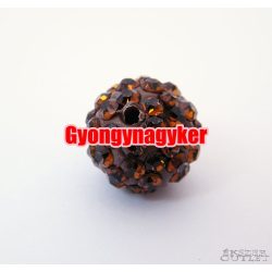 Shamballa gyöngy. Kristály gyöngy. 12mm. Bronz.  10db.