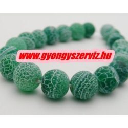   Matt repesztett achát ásványgyöngy. 10mm. Zöld. 1 szál.