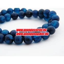 Achát ásványgyöngy. 8mm. Sötétkék. 1 szál.