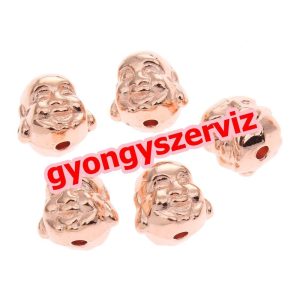 25db. Rózsaarany színű buddha gyöngy. Fém köztes gyöngy. 