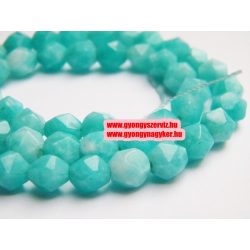    Achát polygon ásványgyöngy. 8mm. Türkiz. 1szál. (kb. 40cm)