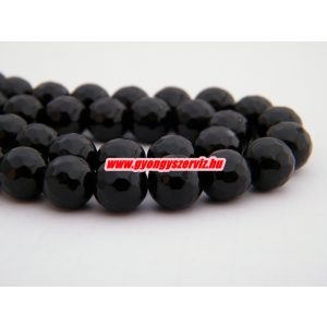 Csiszolt jade ásványgyöngy. 8mm. Fekete. 1 szál. (kb. 40cm)