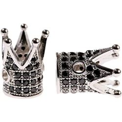   Kiárusítás! Cirkon korona. 11x13mm. Platina szín, fekete kristály.