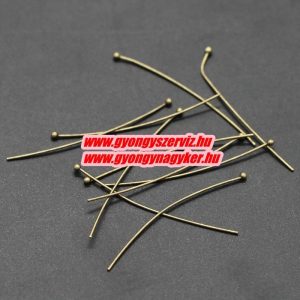 Gömbfejű szerelőpálca. 0.6x25mm. Antik bronz szín. 100db.