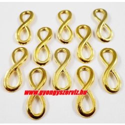   Végtelen jel, köztes gyöngy. 8x22.5mm. Antik arany szín. 10db/csomag.