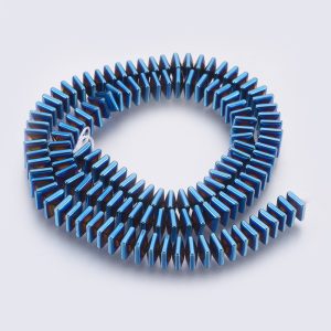 1 szál. Hematit ásványgyöngy. 6x6x3mm. Kék.