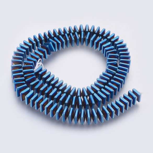 1 szál. Hematit ásványgyöngy. 6x6x3mm. Kék.