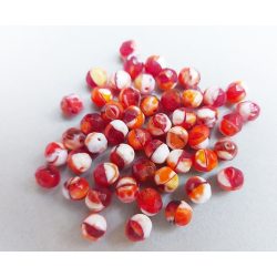 Cseh csiszolt gyöngy. 8mm. piros selyemcukor. 50db/csomag.