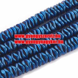 1 szál. Hematit hullámos tallér. Kék. 6x1.5mm.