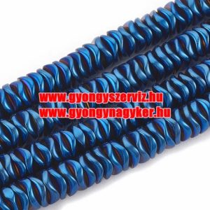 1 szál. Hematit hullámos tallér. Kék. 6x1.5mm.