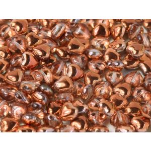 Cseh üveggyöngy. Szív. 6mm. Sötét rózsaarany. 50db/csomag