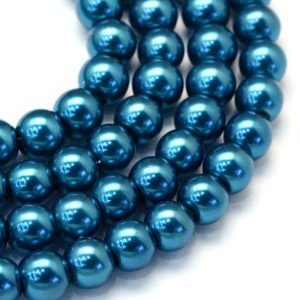 100db. Üveg tekla gyöngy. 8mm. Sötét türkizzöld.