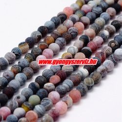   Matt repesztett achát ásványgyöngy. 10mm. Sötét mix. 1 szál.