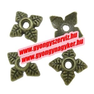 Gyöngykupak. Falevél. 5.5mm. Antik bronz szín.  100db.