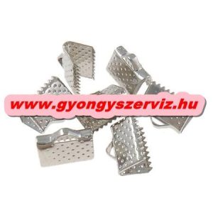  100db. Zsinór vég, szalag vég. Platina színben. 10x8mm. 