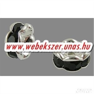 100db. Kristály köztes gyöngy. Rondell. 7x3.2mm. Fekete. 