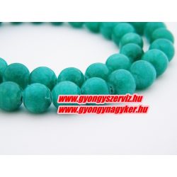 Jade ásványgyöngy. 8mm.  Zöld.  1 szál, kb. 40cm.