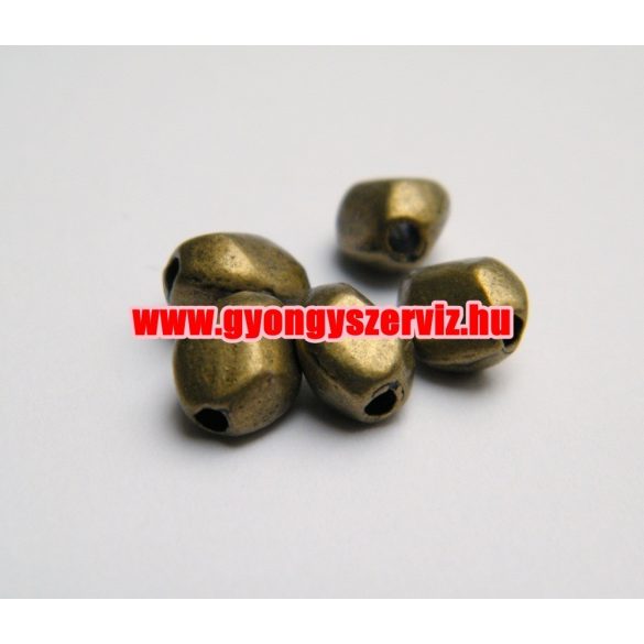 100db. Fém köztes gyöngy. Nugget. 7x6.5x5mm. Antik bronz szín. 