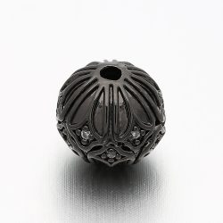   Kiárusítás! Cirkon kristályos köztes gyöngy. 9.5x10mm. Fekete szín, fehér kristály.