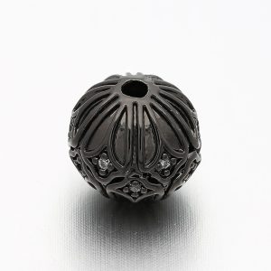 Kiárusítás! Cirkon kristályos köztes gyöngy. 9.5x10mm. Fekete szín, fehér kristály.