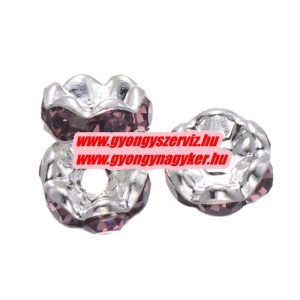 100db. . Strasszos köztes gyöngy, rondella. 6mm. Ametiszt. AAA. 