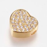 Kiárusítás! Cirkon lapos szív köztes. Arany szín.