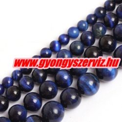   Sötétkék tigrisszem ásványgyöngy. 8mm. 1 szál, kb. 40cm.