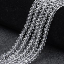   1 szál. Csiszolt üveggyöngy. Fánk gyöngy. 3x4mm. Kristály.