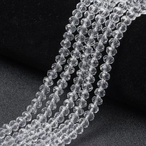 1 szál. Csiszolt üveggyöngy. Fánk gyöngy. 3x4mm. Kristály.