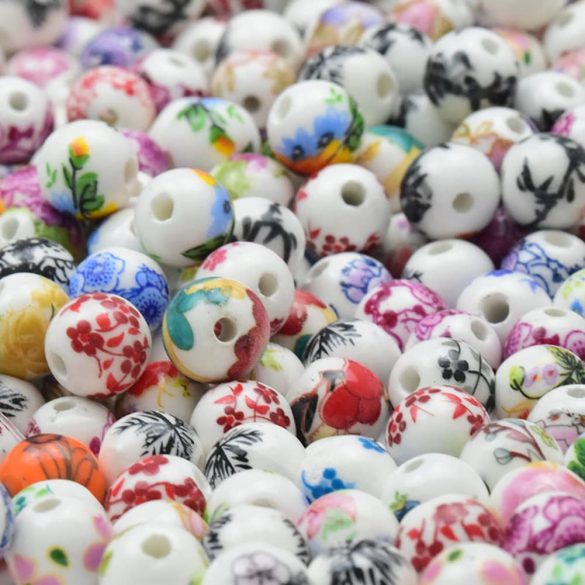 50db. porcelán gyöngy. 10mm. Mix.